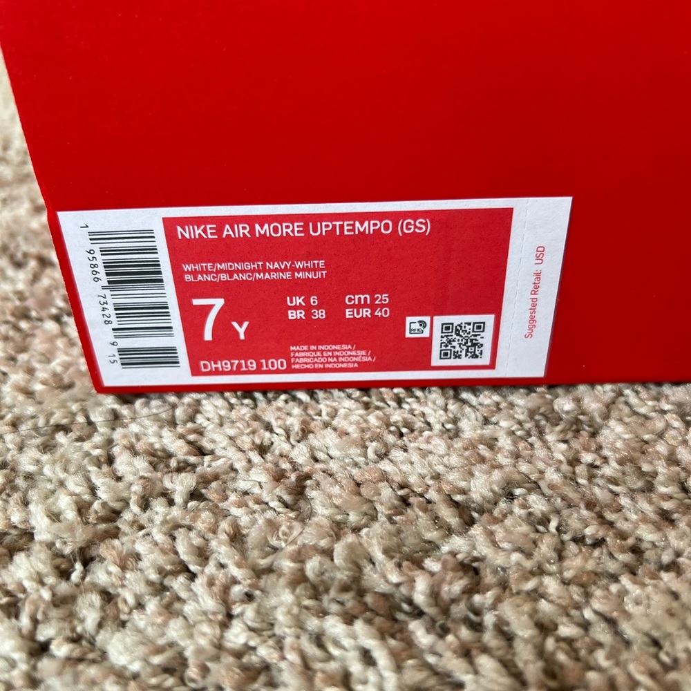 Nike Air More Uptempo White Midnight Navy Grade School GS - Picture 11 of 12